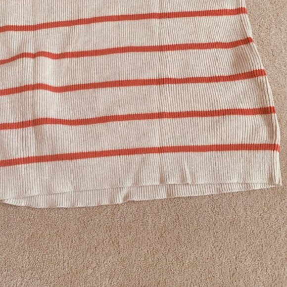 Banana Republic Tunic Sweater Small Striped Cream Coral Cotton Blend - Picture 7 of 9